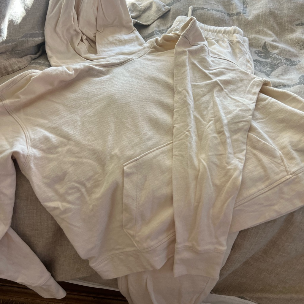 James Perse Cream Hoodie And Sweatpants Set